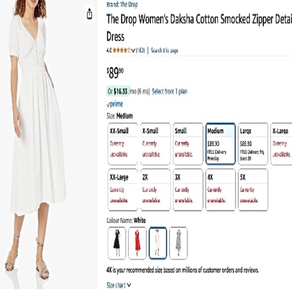 NWT The Drop Women's Daksha Cotton Smocked Zipper Detail Dress Medium - Picture 6 of 7